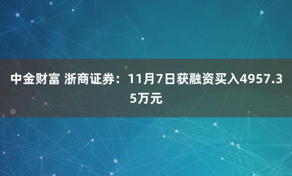 中金财富 浙商证券：11月7日获融资买入4957.35万元